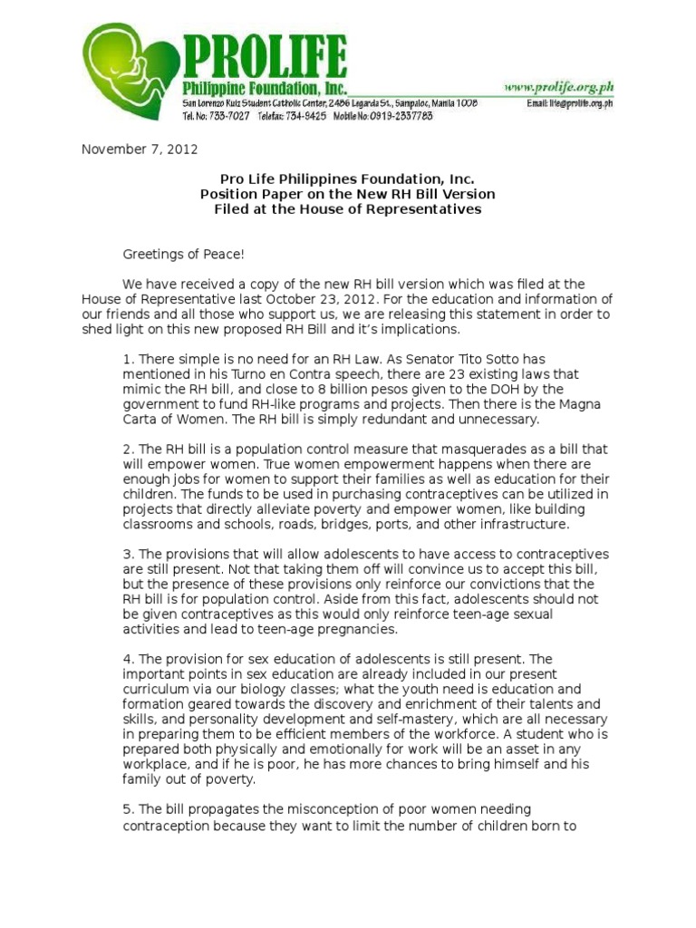 rh bill pros and cons reproductive health law pdf